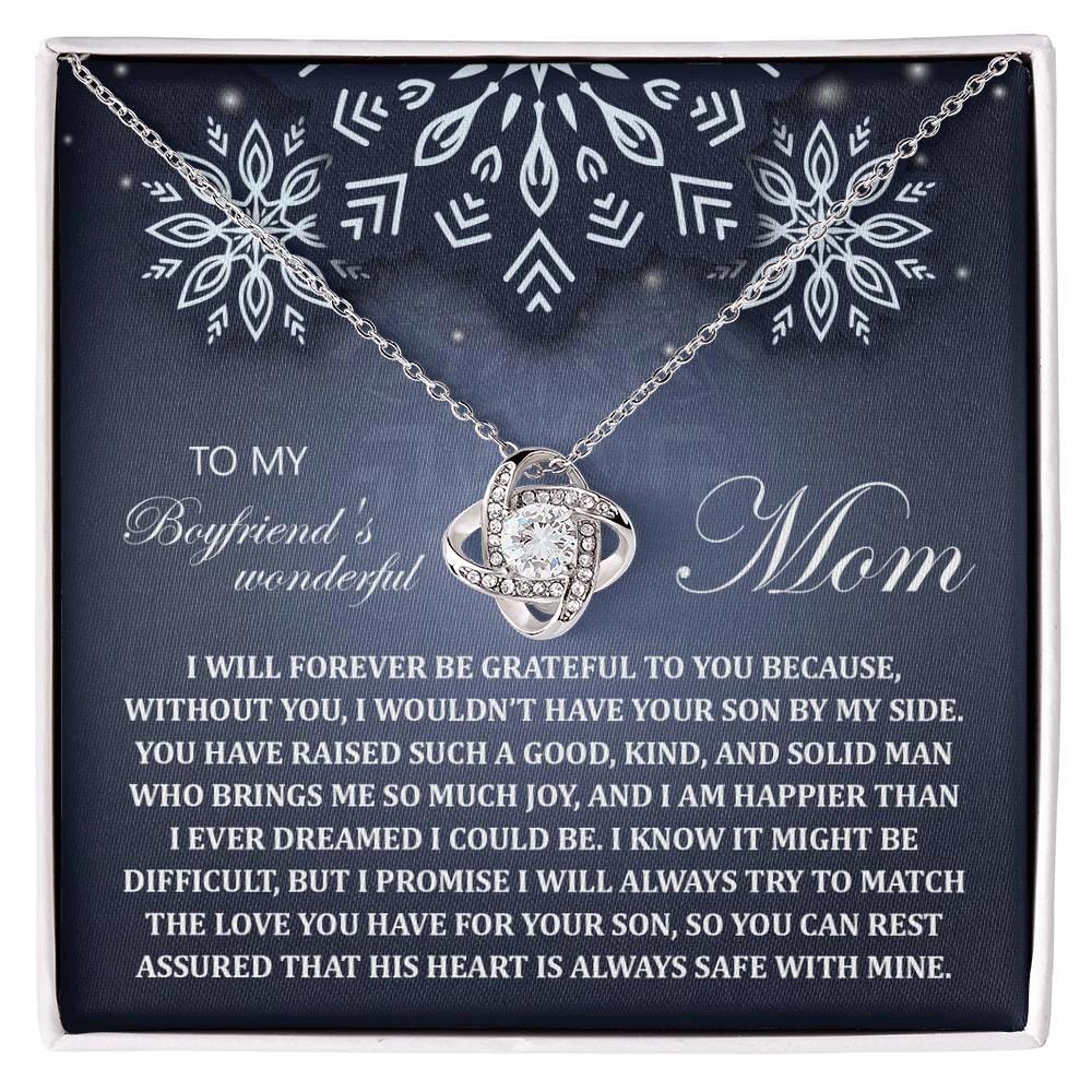 Gift for Boyfriend's Mom - By My Side - Love Knot Pendant Necklace