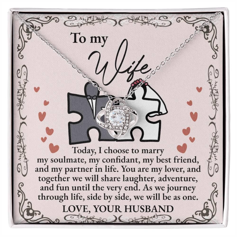 Wife Wedding Day Gift We Will Be As One Love Knot Pendant Necklace - Mallard Moon Gift Shop