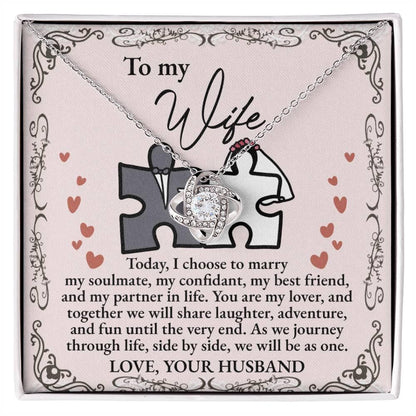 Wife Wedding Day Gift We Will Be As One Love Knot Pendant Necklace - Mallard Moon Gift Shop
