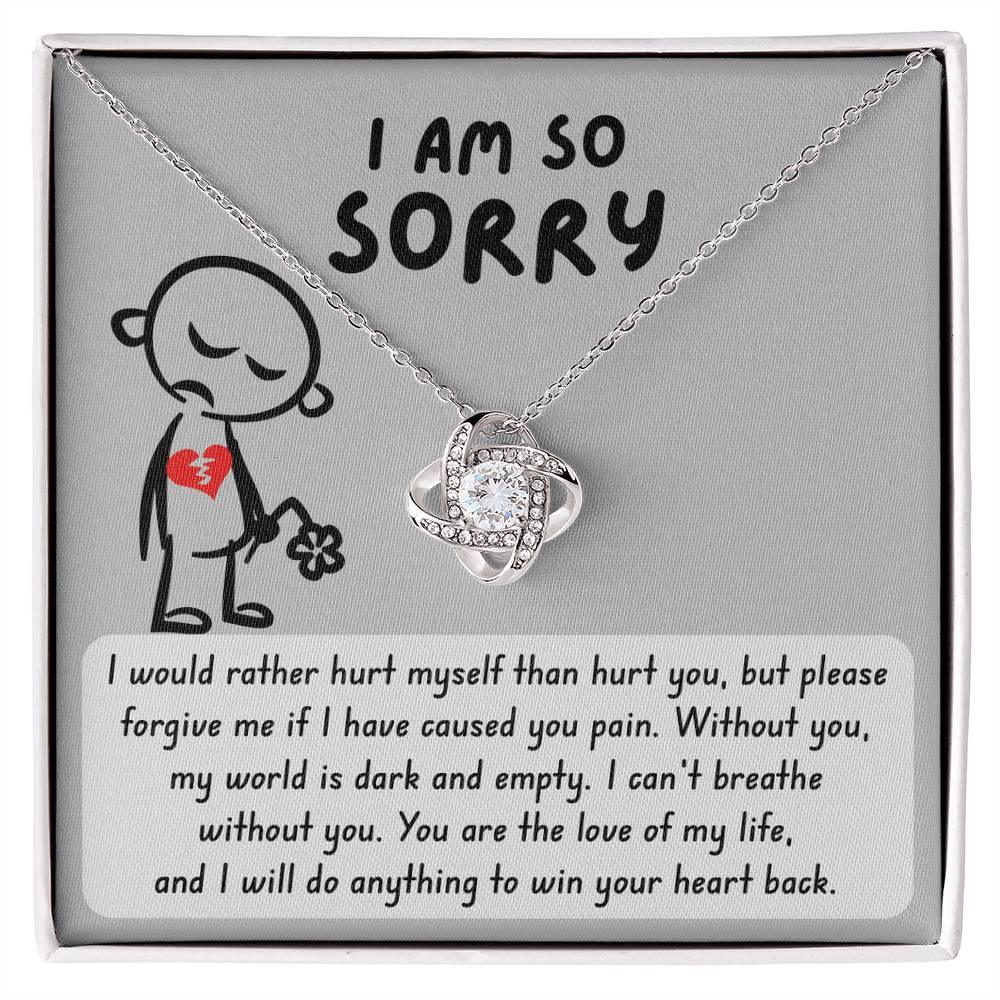 Apology Gift for Girlfriend, Wife, Soulmate - Sorry, Dark And Empty - Love Knot Pendant Necklace - Mallard Moon Gift Shop