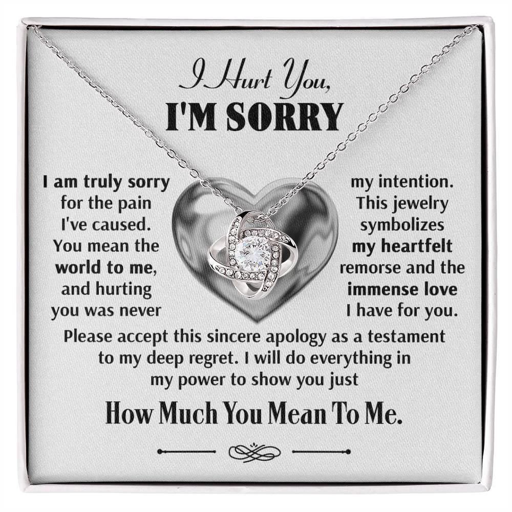 Apology Gift for Girlfriend, Wife, Soulmate - Sorry, Sincere Apology - Love Knot Pendant Necklace