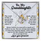 To My Granddaughter – Love Knot Necklace Gift | “Always Believe in Yourself” Encouragement Message Card | Grandparent Gift for Birthday, Graduation & Christmas