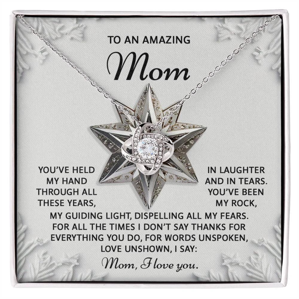 To an Amazing Mom Christmas Love Knot Necklace – Holiday Gift with Heartfelt Message Card, Sentimental Christmas Gift for Mother, Daughter to Mom Keepsake