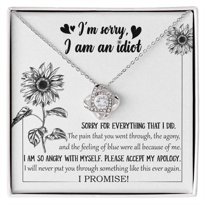 Apology Gift for Girlfriend, Wife, Soulmate - Sorry, Feeling Blue - Love Knot Pendant Necklace - Mallard Moon Gift Shop