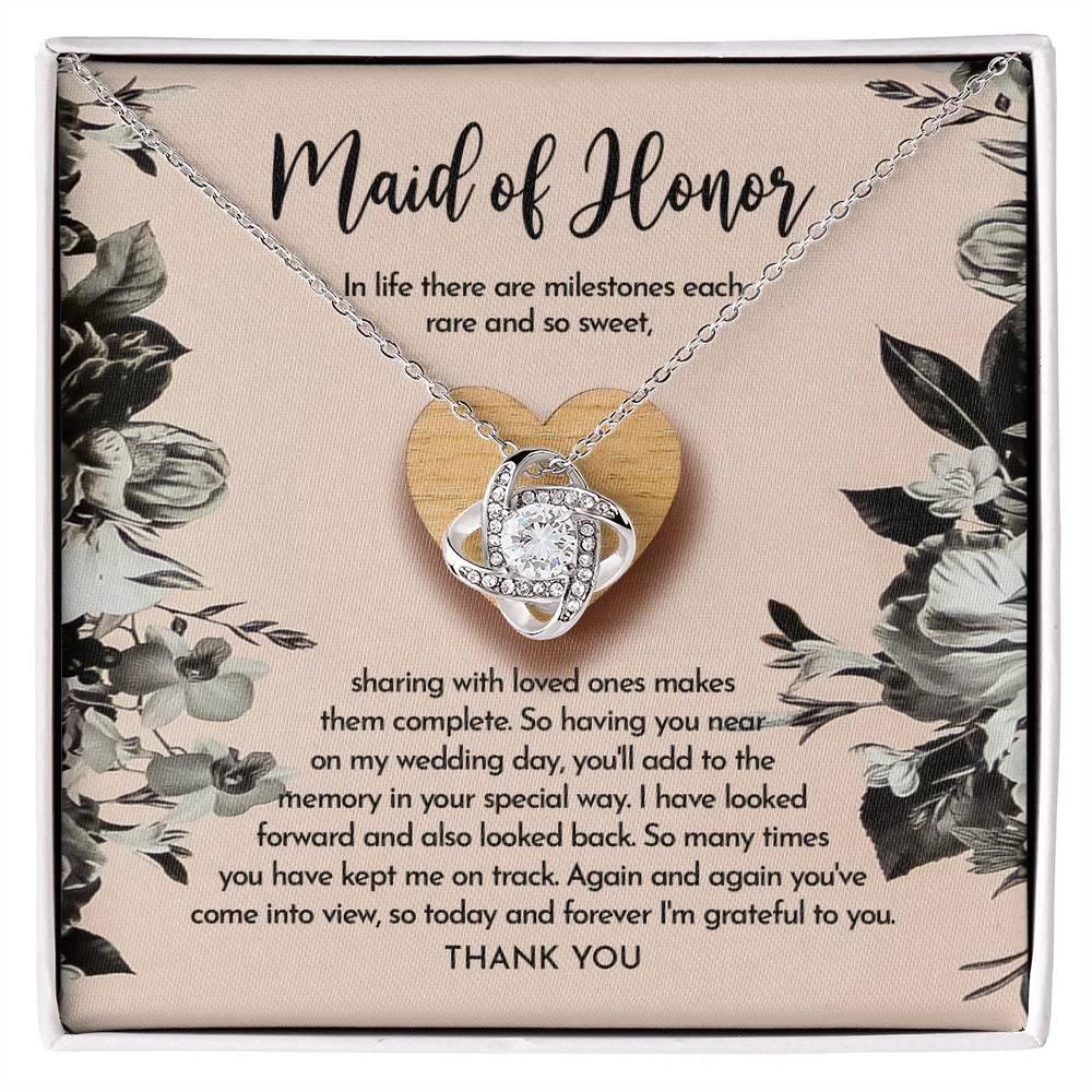 Maid of Honor Wedding Day Gift - My Wedding Day - Love Knot Pendant Necklace