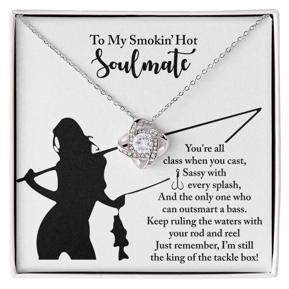 To My Smokin' Hot Soulmate - Fishing Themed Message Card with Love Knot Necklace - Mallard Moon Gift Shop
