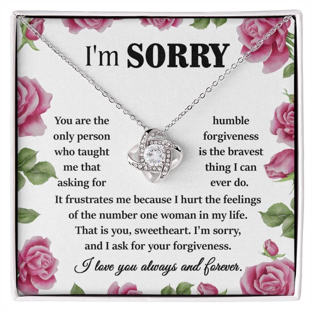 Apology Gift for Girlfriend, Wife, Soulmate-Sorry, Your Forgiveness-Love Knot Pendant Necklace