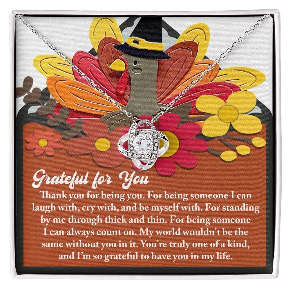 Thanksgiving Gift for Her – “Grateful for You” Necklace with Message Card | Heartfelt Jewelry Gift for Mom, Sister, or Best Friend