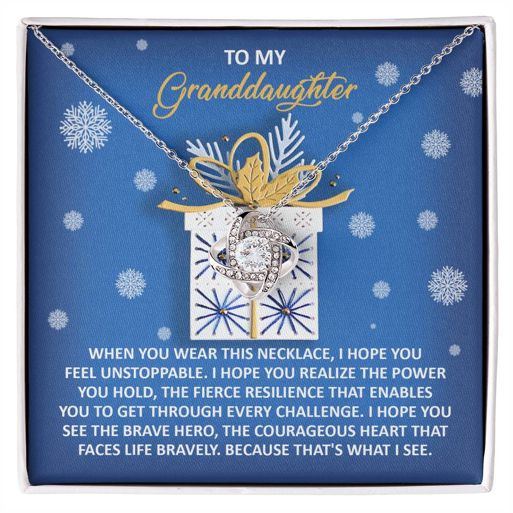 Gift for Granddaughter - Brave Hero - Love Knot Pendant Necklace - Mallard Moon Gift Shop