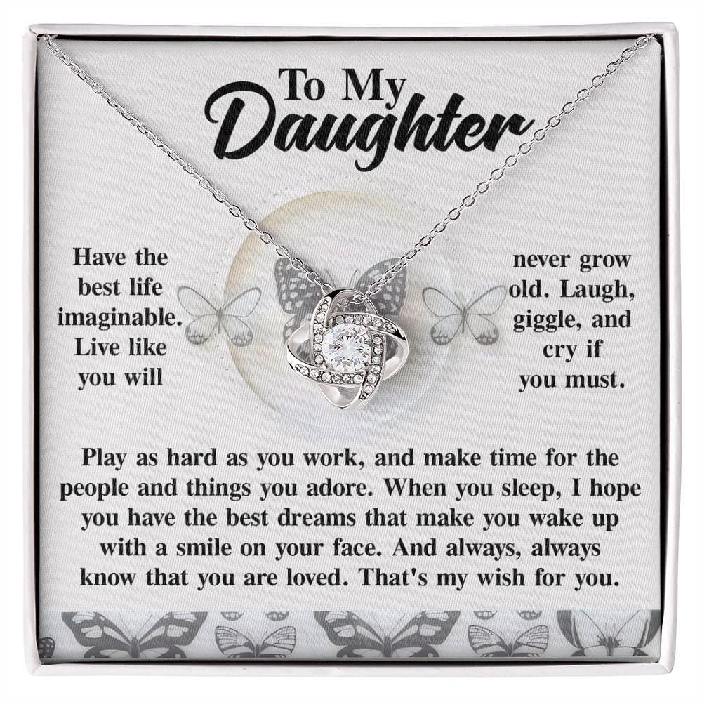 Gift for Daughter - My Wish For You - Love Knot Pendant Necklace