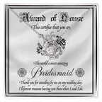 Bridesmaid Wedding Day Gift - Award Of Honor Thank You Card with Love Knot Pendant Necklace