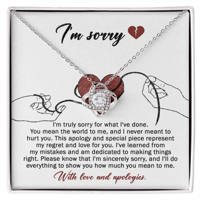 Apology Gift for Girlfriend, Wife, Soulmate - Sorry, Mean The World - Love Knot Pendant Necklace - Mallard Moon Gift Shop