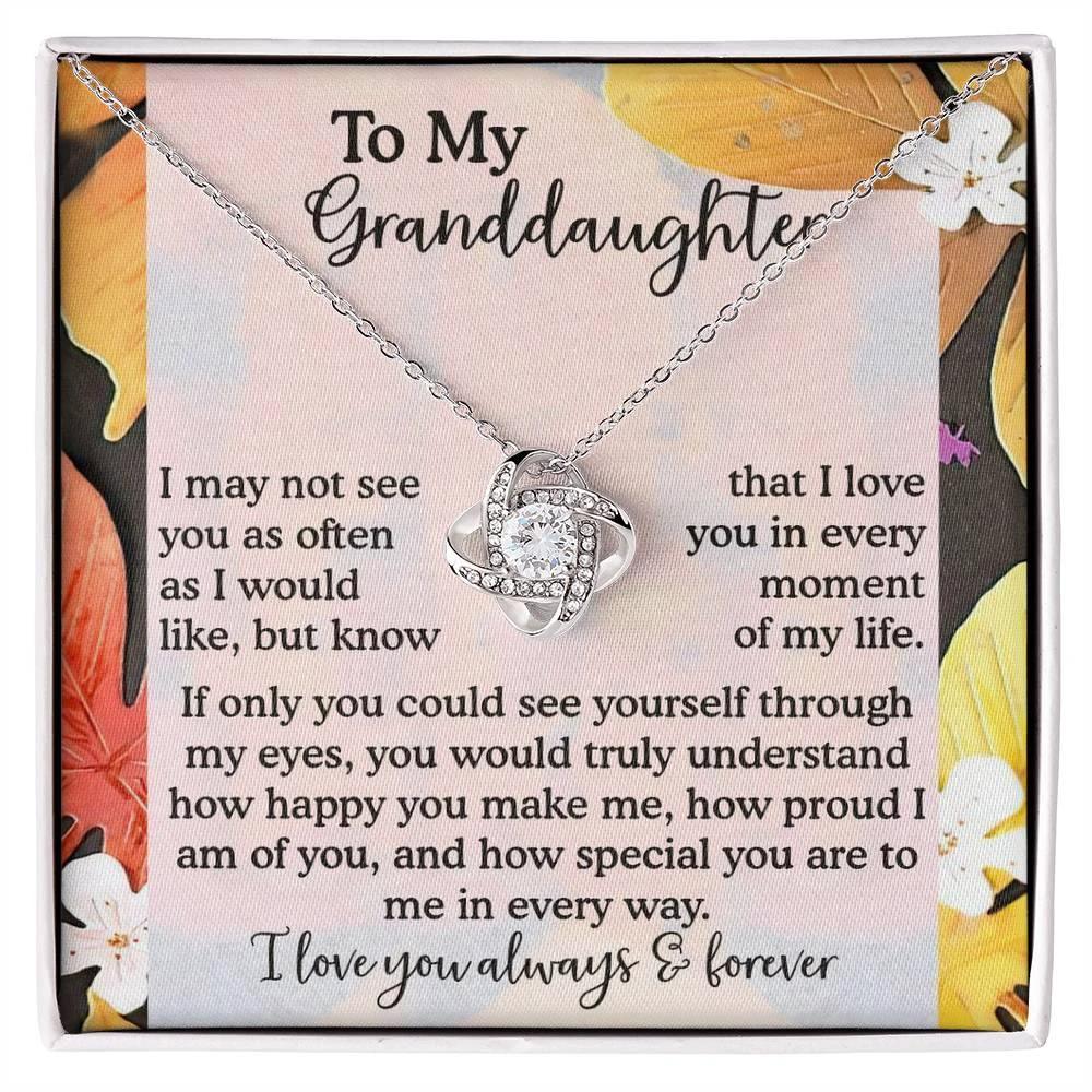 To My Granddaughter – Love Knot Necklace| “I Love You in Every Moment of My Life” Sentimental Message Card | Grandparent Gift
