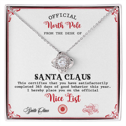 Nice List - Good Behavior - Love Knot Pendant Necklace - Mallard Moon Gift Shop
