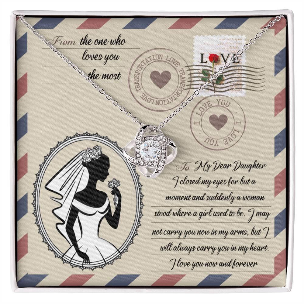 Daughter Wedding Day Gift -I Closed my Eyes Love Knot Pendant Necklace - Mallard Moon Gift Shop