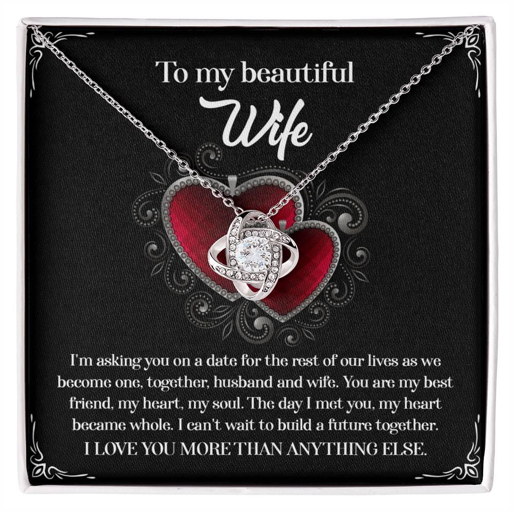 To My Beautiful Wife - My Heart Became Whole Love Knot Pendant Necklace - Mallard Moon Gift Shop