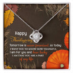 Thanksgiving Gift for Her – “How Lucky I Am” Love Knot Necklace with Message Card | Heartfelt Gratitude Gift for Mom, Wife, or Friend