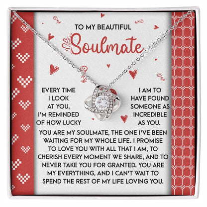 Romantic Anniversary, Valentine's Day Gift for Soulmate, Wife, Girlfriend - Waiting My Whole Life - Love Knot Pendant Necklace - Mallard Moon Gift Shop