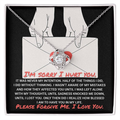 Apology Gift for Girlfriend, Wife, Soulmate-Sorry, Without Thinking - Love Knot Pendant Necklace - Mallard Moon Gift Shop