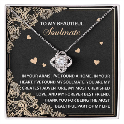 Romantic Anniversary, Valentine's Day Gift for Soulmate, Wife, Girlfriend - The Most Beautiful Part of My Life. - Love Knot Pendant Necklace - Mallard Moon Gift Shop