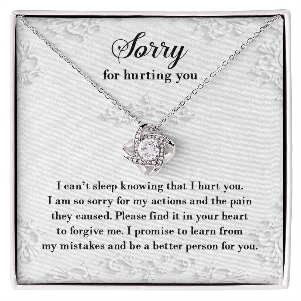Apology Gift for Girlfriend, Wife, Soulmate - Sorry, Can’t Sleep - Love Knot Pendant Necklace - Mallard Moon Gift Shop