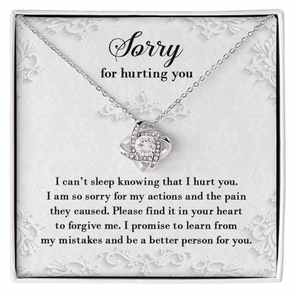 Apology Gift for Girlfriend, Wife, Soulmate - Sorry, Can’t Sleep - Love Knot Pendant Necklace - Mallard Moon Gift Shop