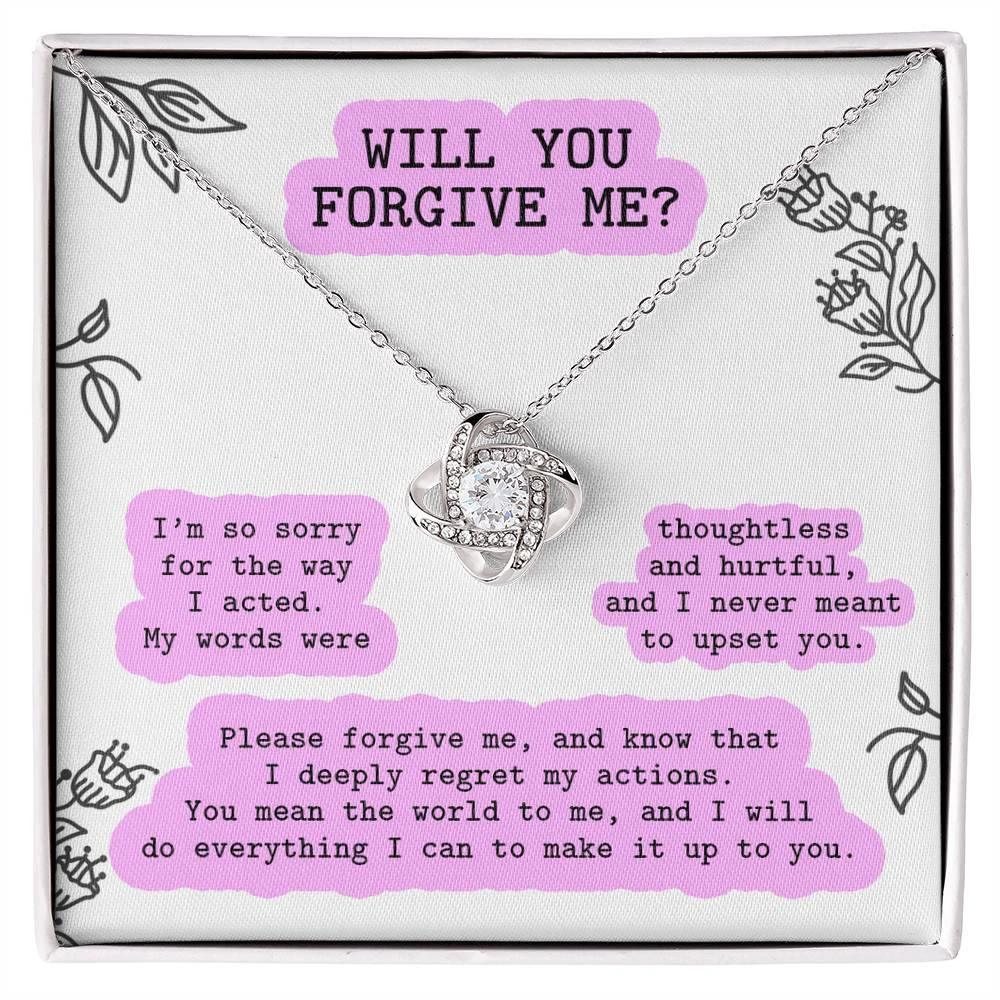 Apology Gift for Girlfriend, Wife, Soulmate - Sorry, Never Meant To Upset You - Love Knot Pendant Necklace