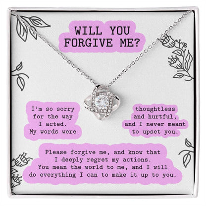 Apology Gift for Girlfriend, Wife, Soulmate - Sorry, Never Meant To Upset You - Love Knot Pendant Necklace - Mallard Moon Gift Shop