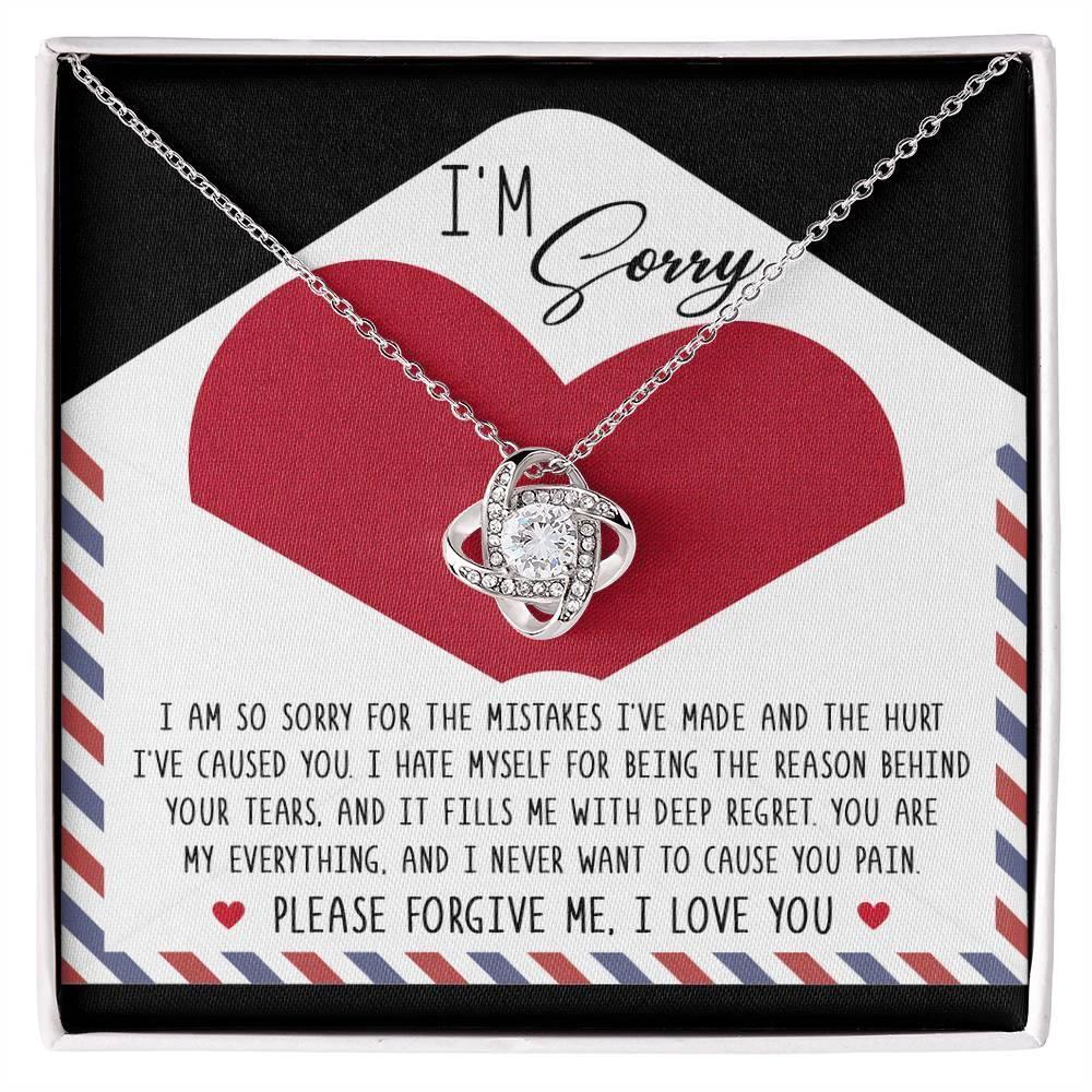 Apology Gift for Girlfriend, Wife, Soulmate - Sorry, Behind Your Tears - Love Knot Pendant Necklace