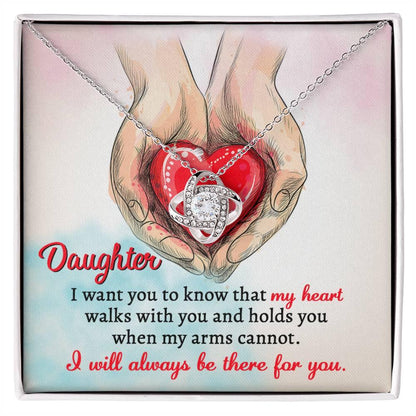 Gift for Daughter- I Will Always Be There Love Knot Pendant Necklace - Mallard Moon Gift Shop