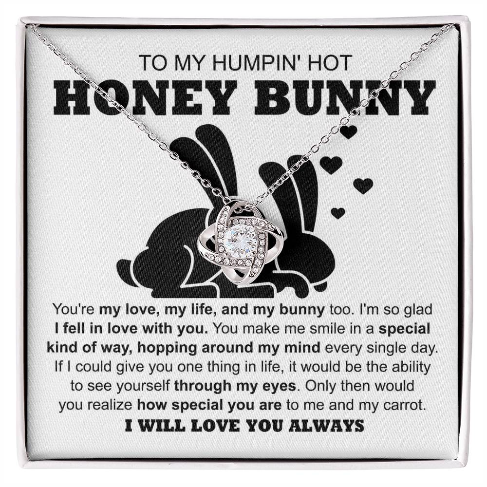 To My Hot Honey Bunny - Love Knot Necklace with Fun and Romantic Message Card - Mallard Moon Gift Shop