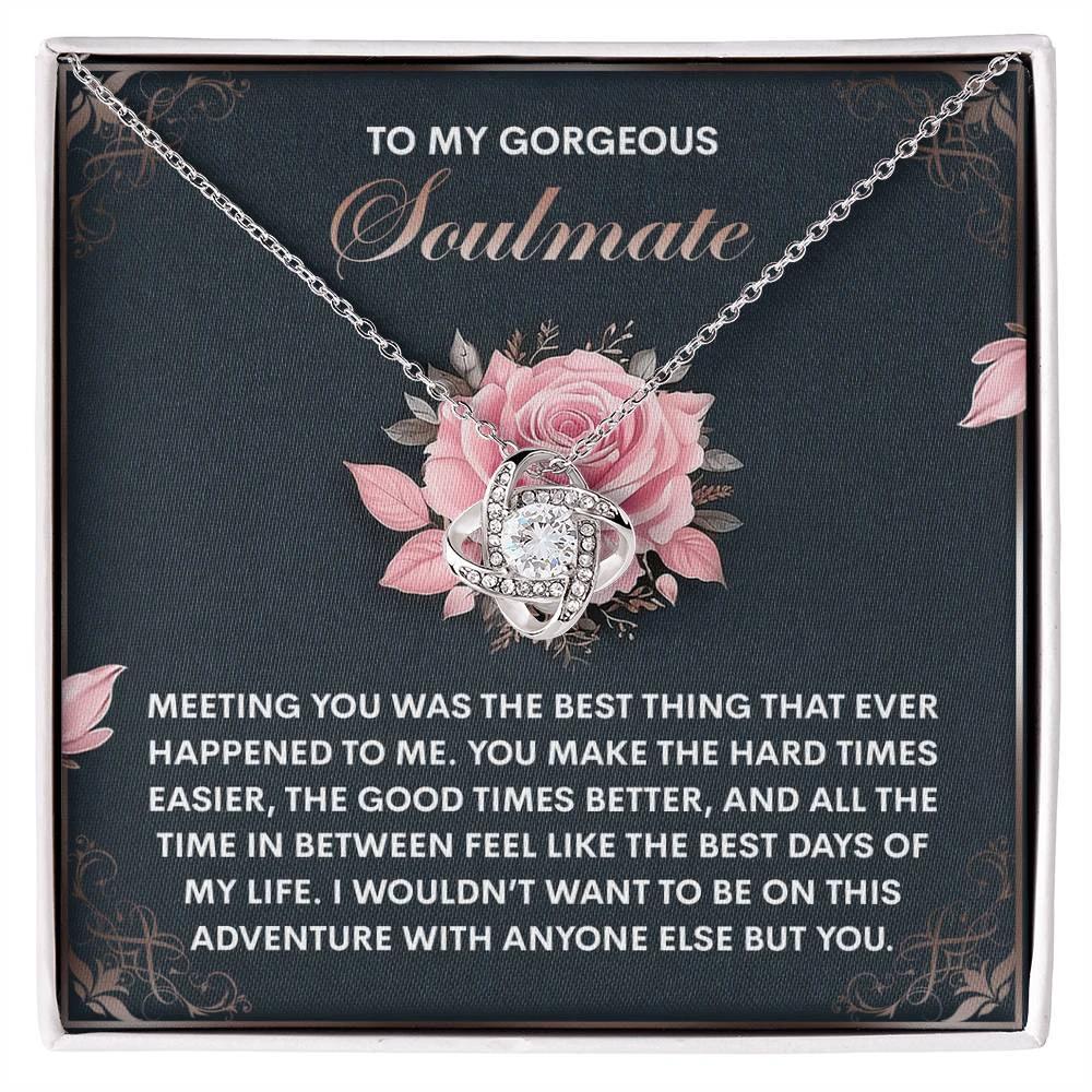 To My Gorgeous Soulmate - Love Knot Necklace – A Romantic Valentine’s Gift to Celebrate Your Beautiful Journey Together