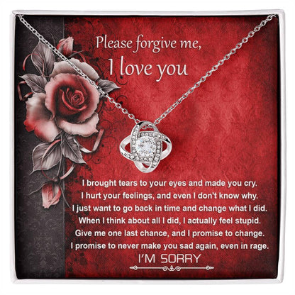 Apology Gift for Girlfriend, Wife, Soulmate - Sorry, One Last Chance - Love Knot Pendant Necklace - Mallard Moon Gift Shop