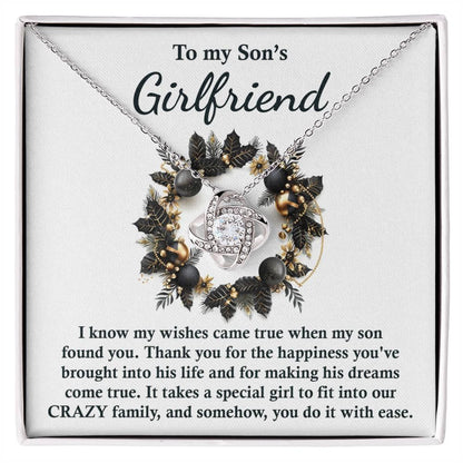 Gift for Son's Girlfriend - My Wishes Came True When He Found You - Love Knot Pendant Necklace - Mallard Moon Gift Shop