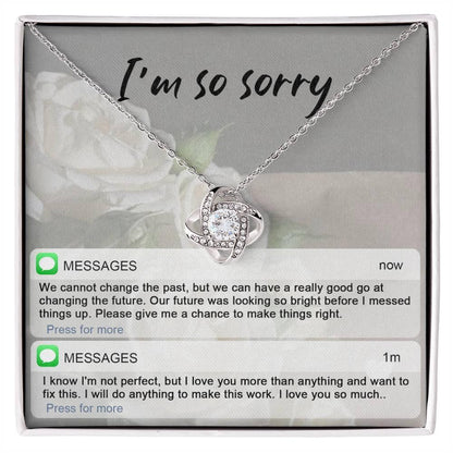 Gift for Girlfriend, Wife - Sorry, I'm Not Perfect - Love Knot Pendant Necklace - Mallard Moon Gift Shop