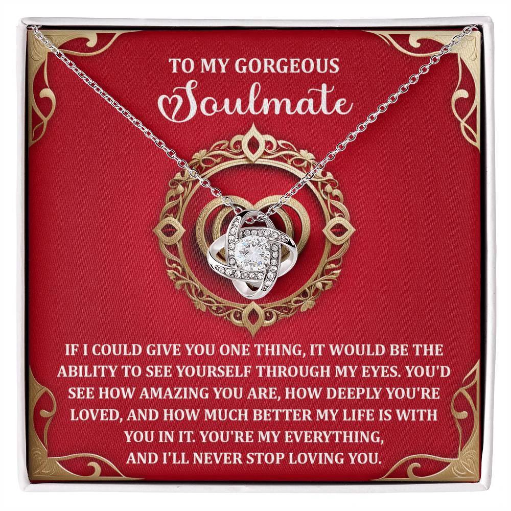Romantic Anniversary, Valentine's Day Gift for Soulmate, Wife, Girlfriend - Through My Eyes - Love Knot Pendant Necklace