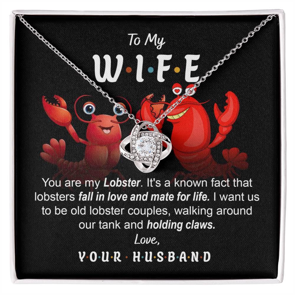 To My Wife - Old Lobster Couples Love Knot Pendant Necklace - Mallard Moon Gift Shop