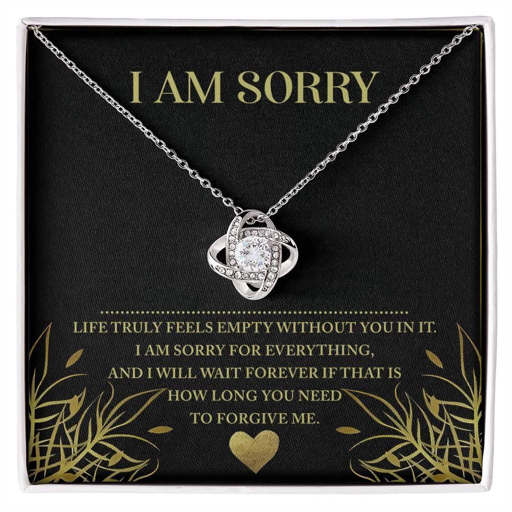 Apology Gift for Girlfriend, Wife, Soulmate - Sorry, Without You - Love Knot Pendant Necklace