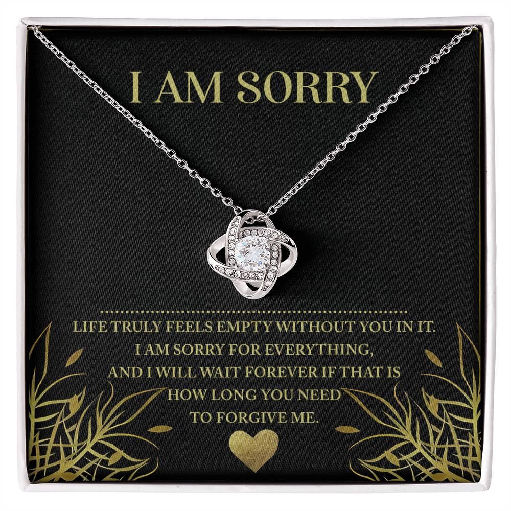 Apology Gift for Girlfriend, Wife, Soulmate - Sorry, Without You - Love Knot Pendant Necklace - Mallard Moon Gift Shop