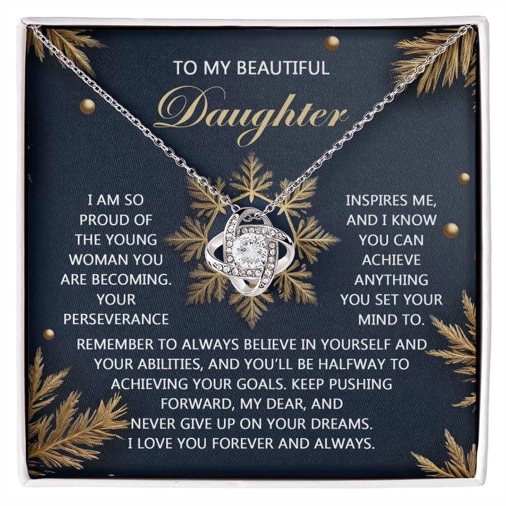 Gift for Daughter - On Your Dreams - Love Knot Pendant Necklace