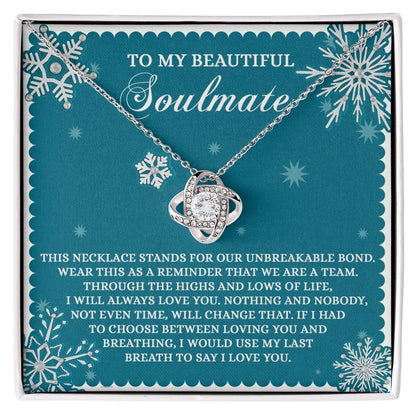 Gift for Soulmate - A Team - Love Knot Pendant Necklace - Mallard Moon Gift Shop