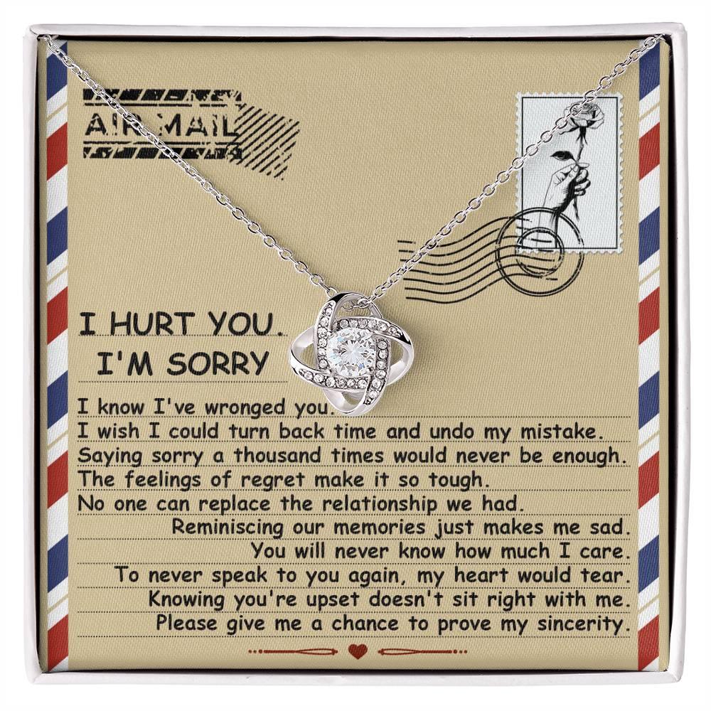 Apology Gift for Girlfriend, Wife, Soulmate - Sorry, Makes Me Sad - Love Knot Pendant Necklace - Mallard Moon Gift Shop
