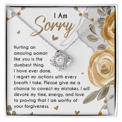 Apology Gift for Girlfriend, Wife, Soulmate - Sorry, Amazing Woman - Love Knot Pendant Necklace - Mallard Moon Gift Shop