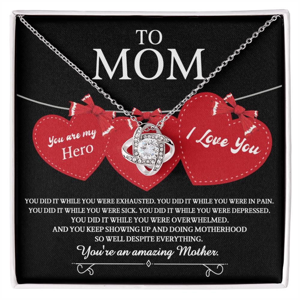 Gift for Mom You Are My Hero Love Knot Necklace - Mallard Moon Gift Shop