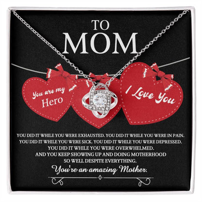 Gift for Mom You Are My Hero Love Knot Necklace - Mallard Moon Gift Shop