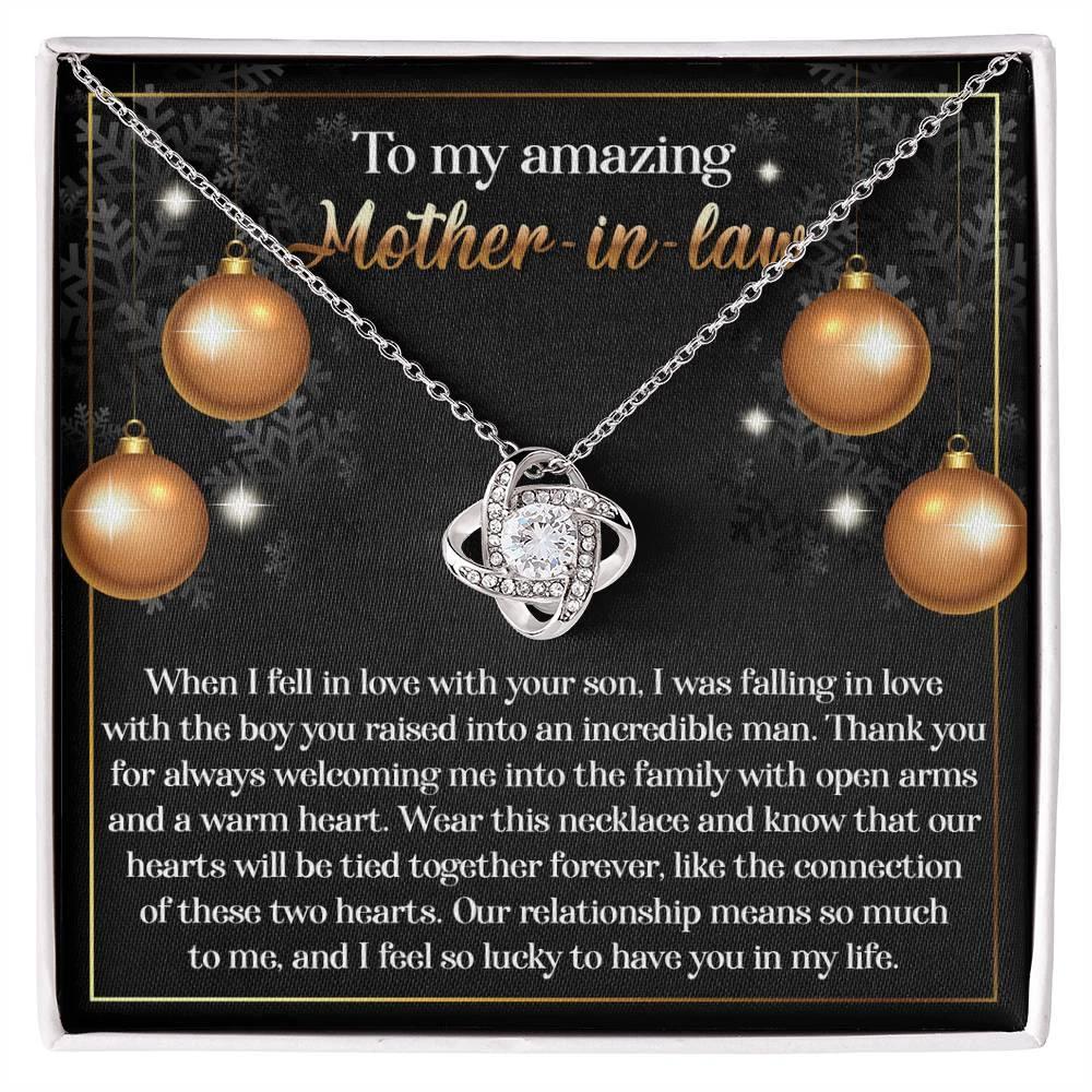 Gift for Mother-in-Law - Two Hearts - Love Knot Necklace