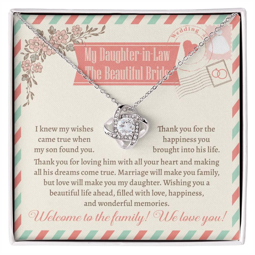 Daughter-In-Law Wedding Day Gift Welcome to the Family Love Knot Pendant Necklace - Mallard Moon Gift Shop