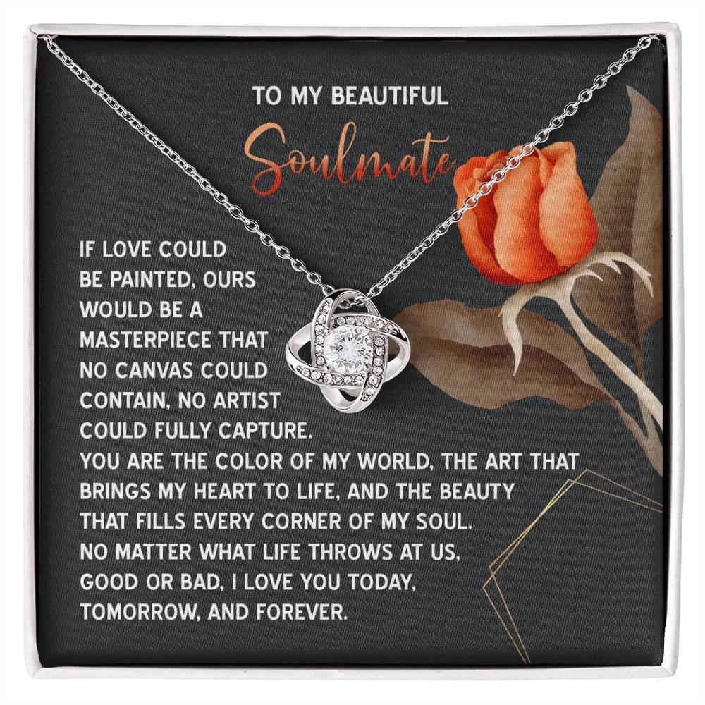Romantic Gift for Soulmate, Wife or Girlfriend - Valentine's Day, Anniversary, or Birthday - Masterpiece Love Knot Pendant Necklace Soulmate