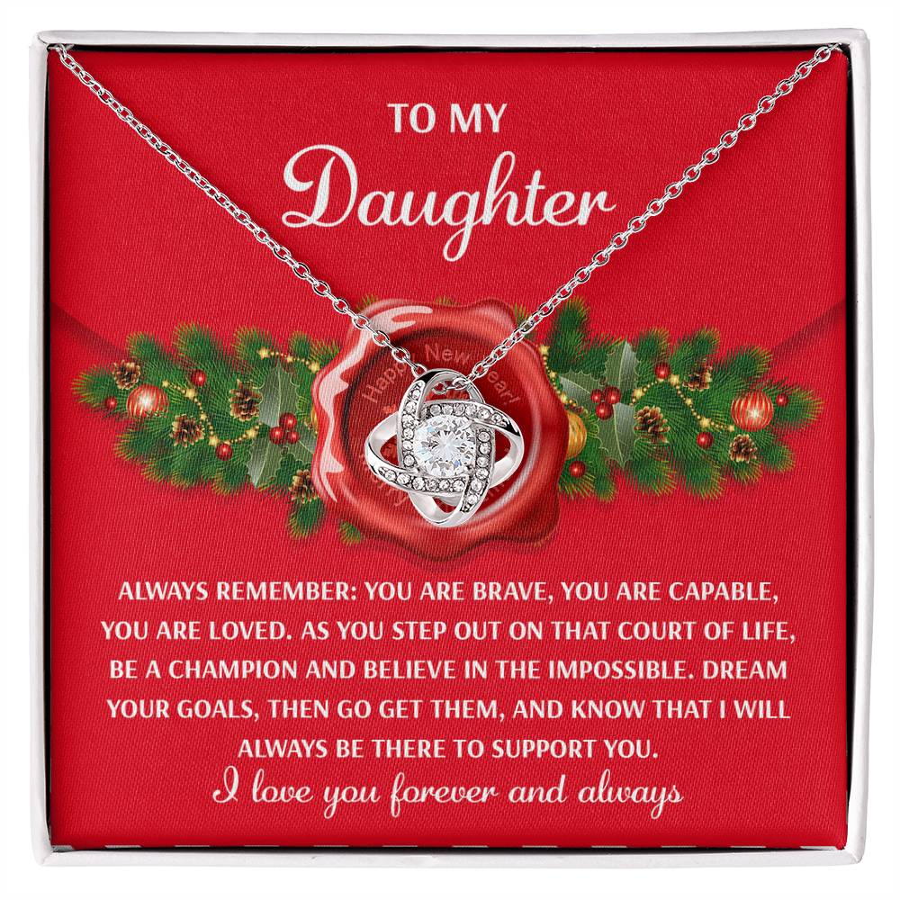 Gift for Daughter - Be A Champion - Love Knot Pendant Necklace - Mallard Moon Gift Shop