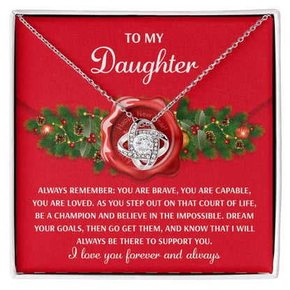 Gift for Daughter - Be A Champion - Love Knot Pendant Necklace - Mallard Moon Gift Shop